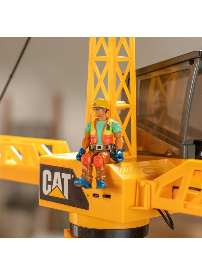 CATERPILLAR CAT WorkForce Remote Control Jumbo Power Crane 50-Inches Tall with Mini Figure and Contruction Vehicle Playset | 360-degree Rotating Lift, Hook and Wrecking Ball | Move, Lift and Lower the Crane like a real demolition expert! |Pretend Play for Kids Ages 5Y+ - Image 5